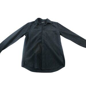 Jhane Barnes Shirt Mens Medium Black Textured Classic Fit Long Sleeve Button-Up
